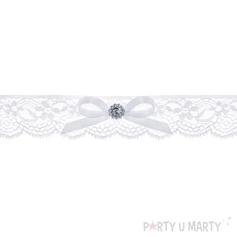 podwiazka koronkowa z kokardka kremowy