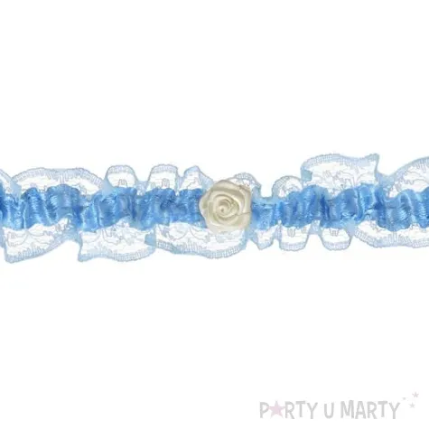 podwiazka koronkowa z rozyczka blekitna 1 szt