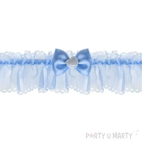 podwiazka szyfon z kokardka i serduszkiem