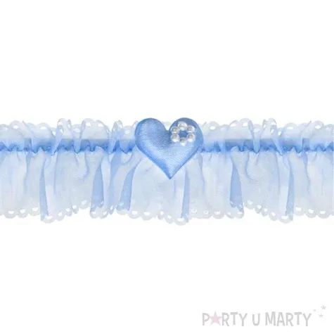 podwiazka szyfon z serduszkiem i kwiatkiem