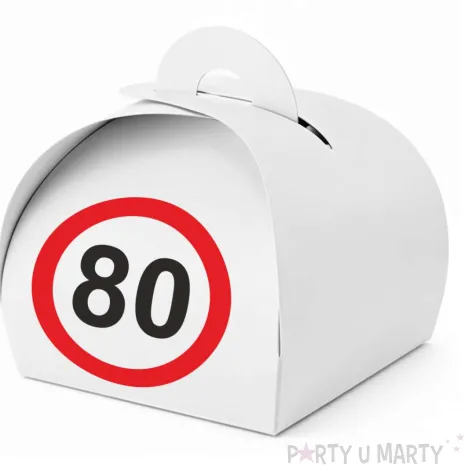 podziekowania dla gosci pudeleczka na slodycze 80 urodziny traffic birthday 7 5 x 6 5 cm 6 szt
