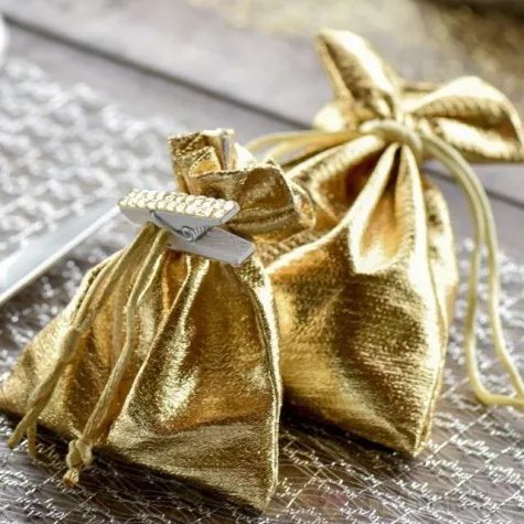 podziekowania dla gosci woreczek blyszczacy zloty santex 6 szt