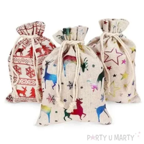 podziekowania dla gosci woreczki swiateczne wzory jutowe arpex 3 szt