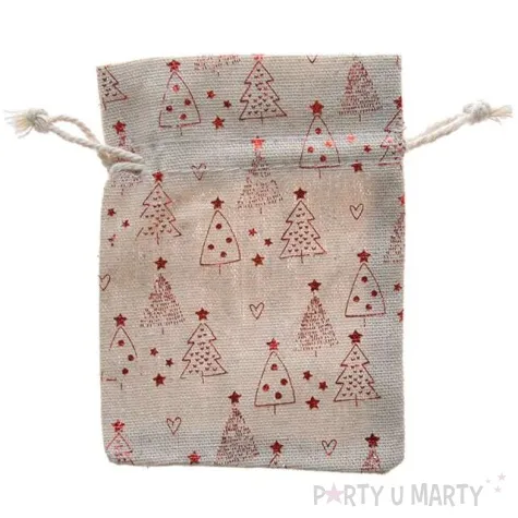 podziekowania dla gosci woreczki w choinki jutowe arpex 3 szt