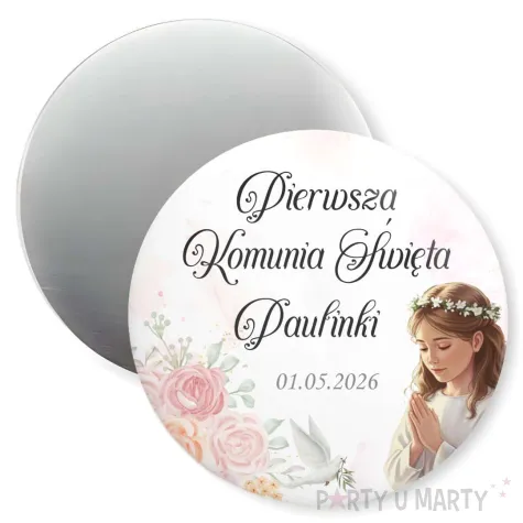 podziekowania na komunie dla gosci magnes dziewczynka w albie personalizacja pamiatka 5 6 cm