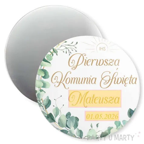 podziekowania na komunie dla gosci magnes eukaliptus beauty personalizacja pamiatka 5 6 cm