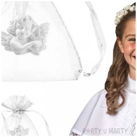 podziekowania na komunie woreczki aniolek bialy 7 5 x 10 cm 5 szt