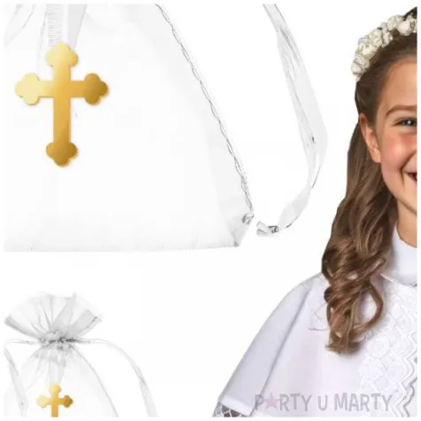 podziekowania na komunie woreczki krzyz 7 5 x 10 cm 5 szt