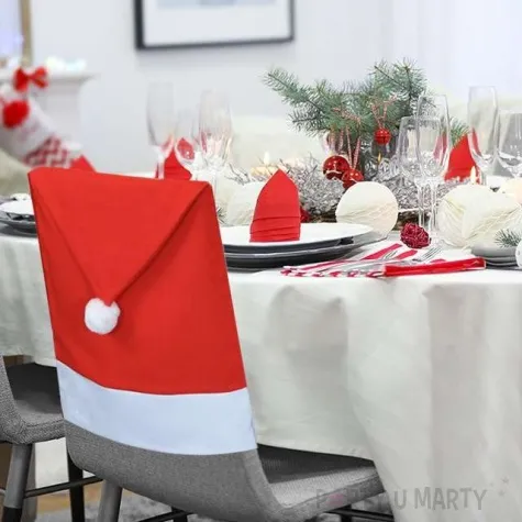 pokrowiec na krzeslo czapka mikolaja 50x70 cm