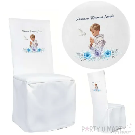 pokrowiec na krzeslo komunia swieta chlopiec w albie