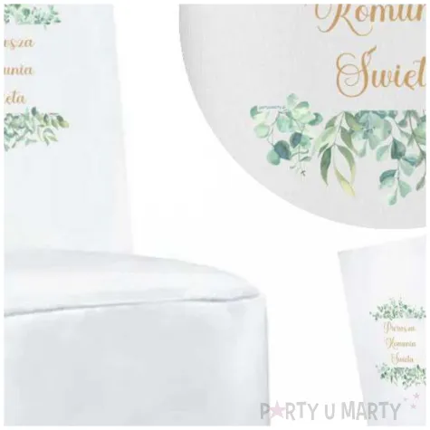 pokrowiec na krzeslo komunia swieta eukaliptus beauty