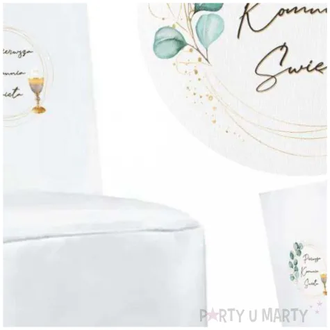 pokrowiec na krzeslo komunia swieta eukaliptus z hostia