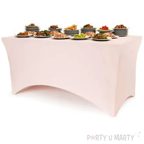 pokrowiec na stol bankietowy dekoracja na urodziny wesele komunie kolacje rozowy 183x76x74 cm