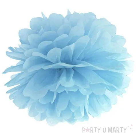 pompon bibulowy classic niebieski mglisty jasny partydeco 35 cm