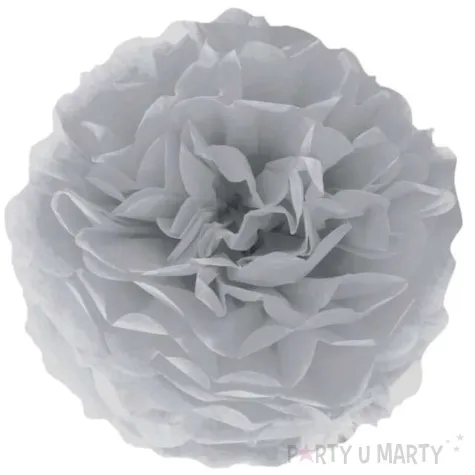 pompon bibulowy classic szaro srebrny partypal 15 cm