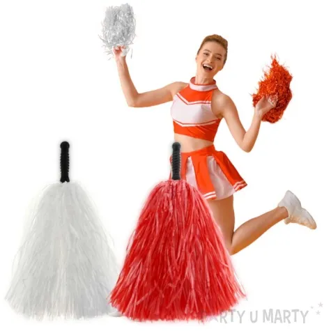pompon czirliderka bialo czerwoni 38 cm 2 szt