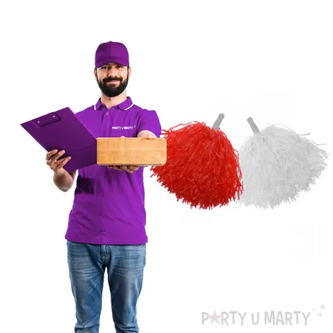 pompony czirliderka bialo czerwone arpex 2 szt