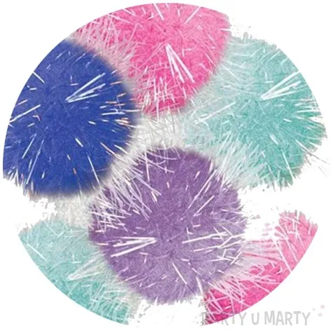 pompony dekoracyjne brokatowe titanum 6 szt