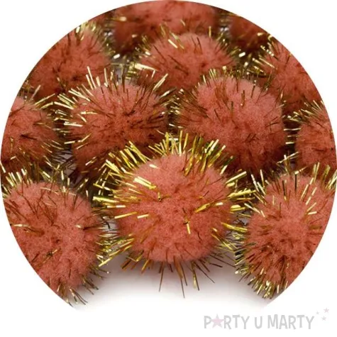 pompony dekoracyjne pluszowe igielki pomaranczowe 20 szt