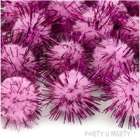 pompony dekoracyjne pluszowe igielki rozowe 20 szt