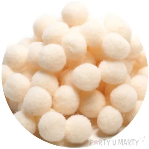 pompony dekoracyjne pluszowe kremowe godan 10 szt