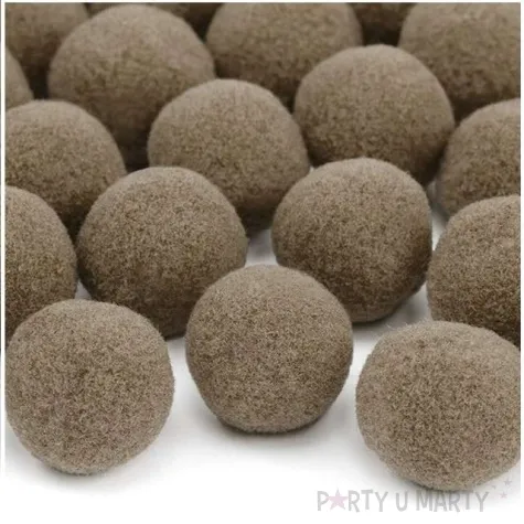 pompony dekoracyjne pluszowe partydeco brazowe 20 szt