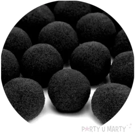pompony dekoracyjne pluszowe partydeco czarne 20 szt