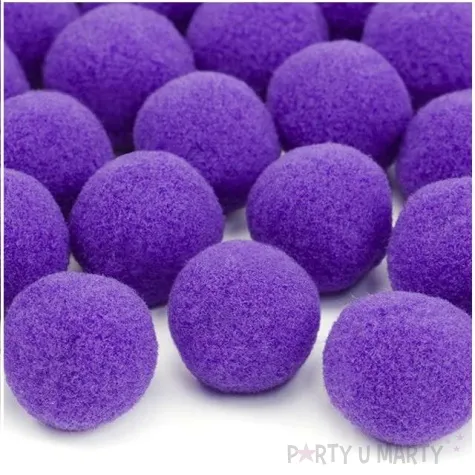 pompony dekoracyjne pluszowe partydeco fioletowe 20 szt