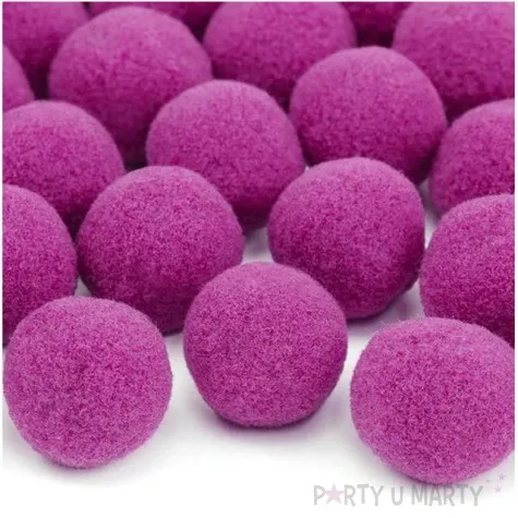 pompony dekoracyjne pluszowe partydeco rozowe ciemne 20 szt