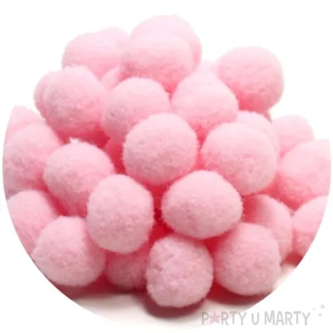 pompony dekoracyjne pluszowe rozowe godan 10 szt