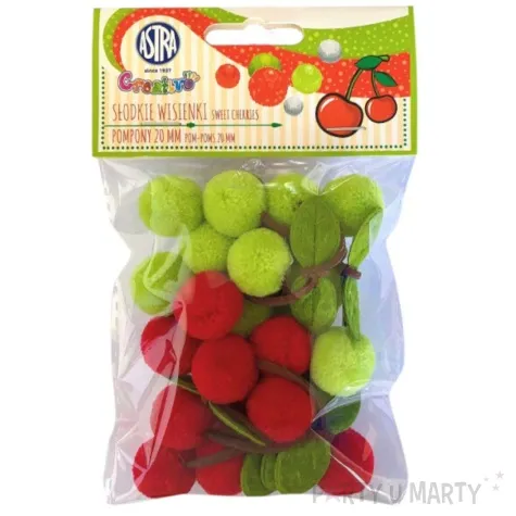 pompony dekoracyjne slodkie wisienki titanum mix 2cm