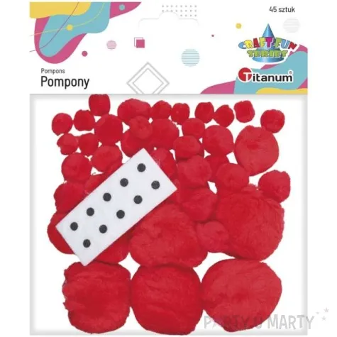 pompony pluszowe akrylowe czerwone titanum 11 53 mm 45 szt