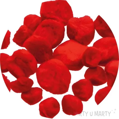 pompony pluszowe akrylowe czerwony brewis 25 35 40 mm 24 szt