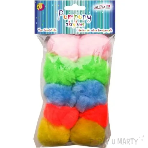 pompony pluszowe akrylowe mix aliga 50 mm 10 szt