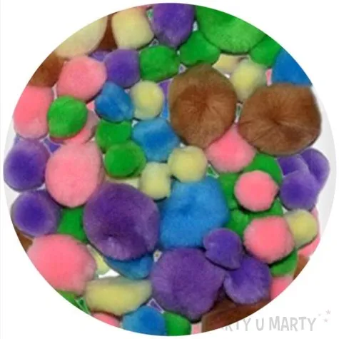 pompony pluszowe akrylowe mix titanum 10 28 mm 68 szt