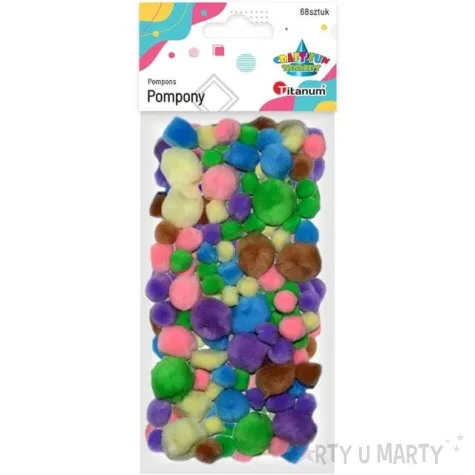 pompony pluszowe akrylowe mix titanum 10 28 mm 68 szt