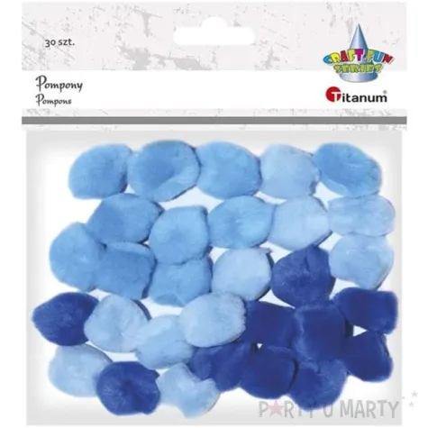 pompony pluszowe akrylowe niebieski mix titanum 25 mm 30 szt