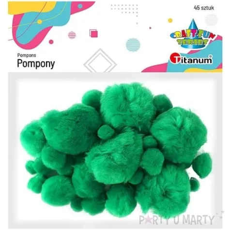 pompony pluszowe akrylowe zielone titanum 10 50 mm 45 szt