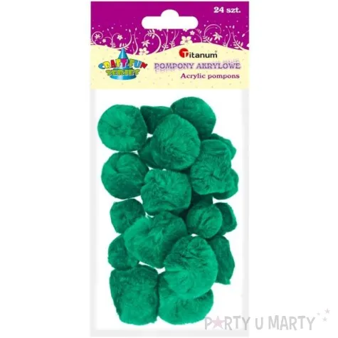 pompony pluszowe akrylowe zielone titanum 20 35 mm 24 szt
