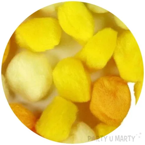 pompony pluszowe akrylowe zolty mix titanum 25 mm 30 szt