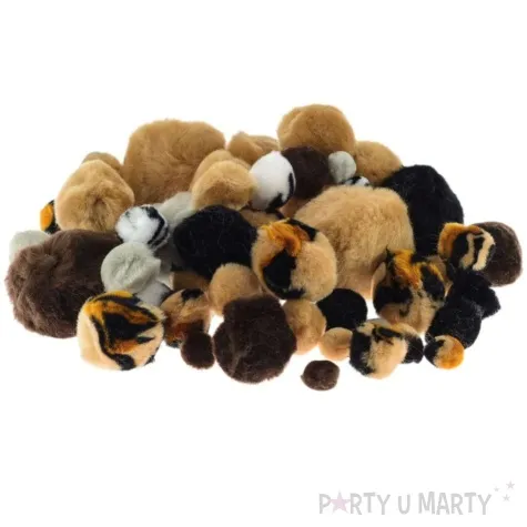 pompony pluszowe akrylowe zwierzeta mix brewis 10mm 54 szt