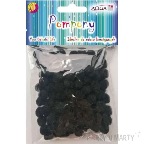pompony pluszowe classic czarne aliga 10 mm 120 szt
