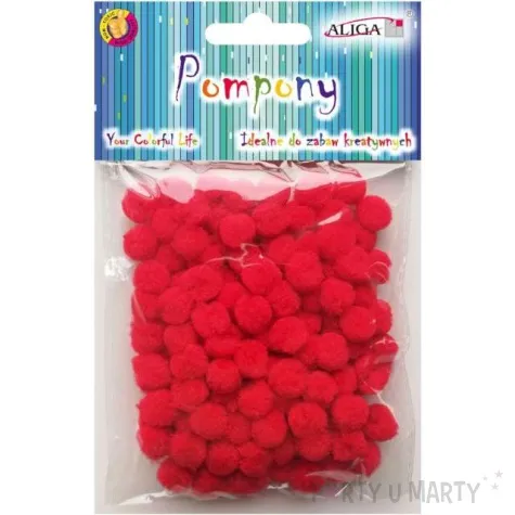 pompony pluszowe classic czerwone aliga 10 mm 120 szt