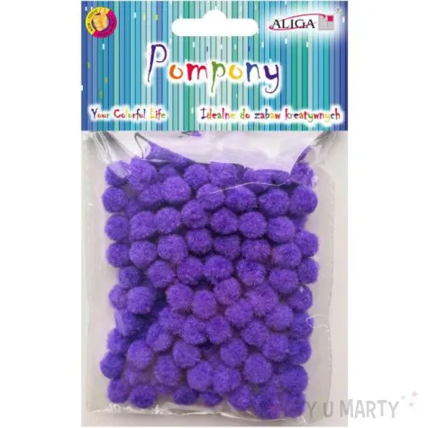 pompony pluszowe classic fioletowe aliga 10 mm 120 szt