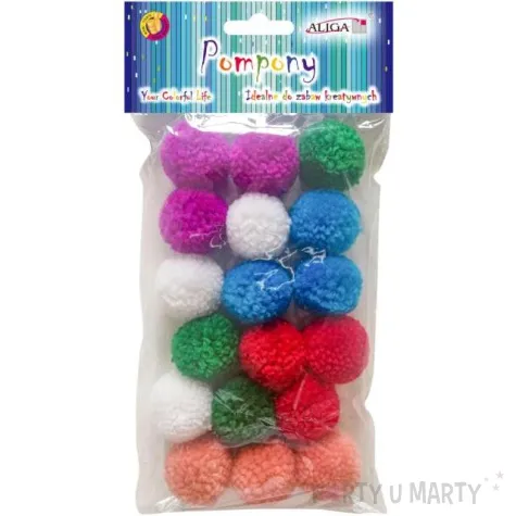 pompony pluszowe classic mix aliga 30 mm 18 szt