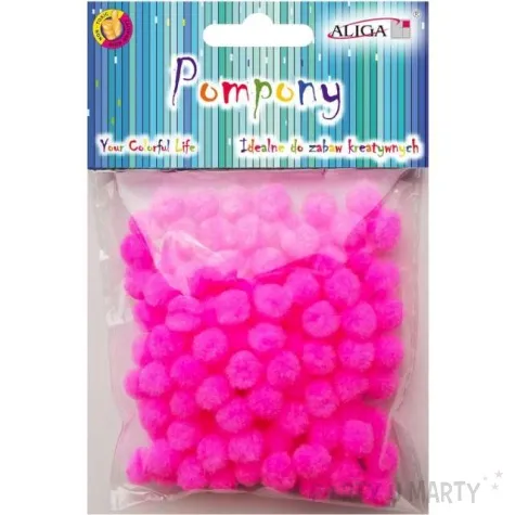 pompony pluszowe classic rozowe aliga 10 mm 120 szt