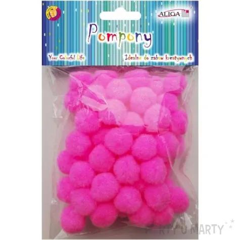 pompony pluszowe classic rozowe aliga 20 mm 60 szt