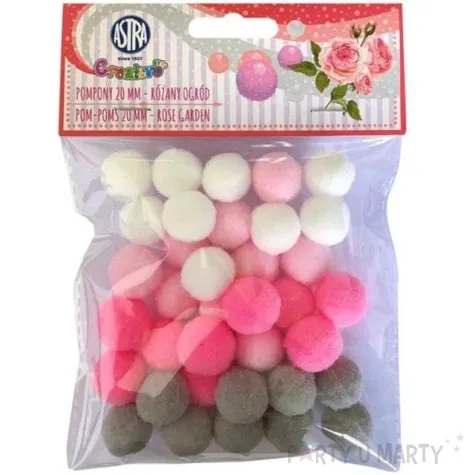 pompony pluszowe classic rozowy mix astra 20 mm