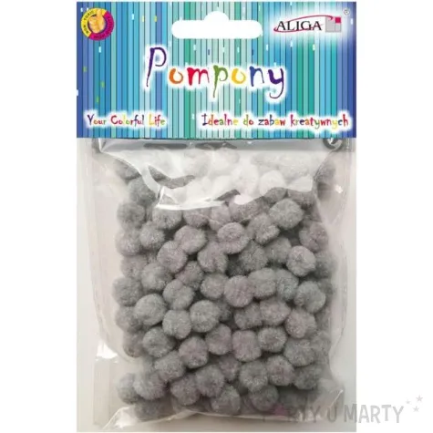 pompony pluszowe classic szare aliga 10 mm 120 szt