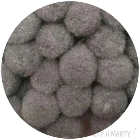 pompony pluszowe classic szare aliga 20 mm 60 szt